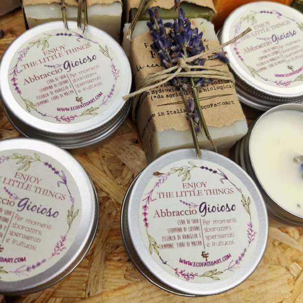 bomboniera candela e sapone ecofattoart